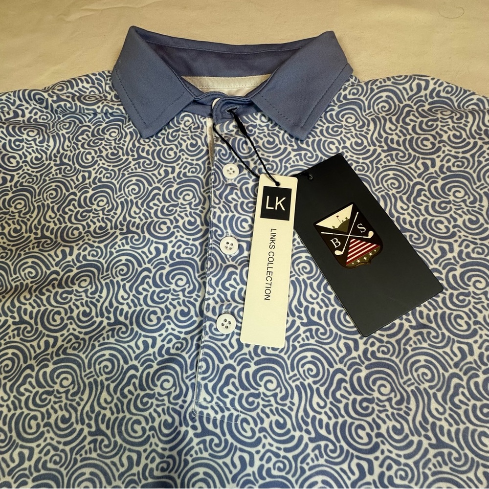 Boston Scott‎ Golf Mens Button Modern Stretch Golf Polo Shirt UPF50 Size M NWT